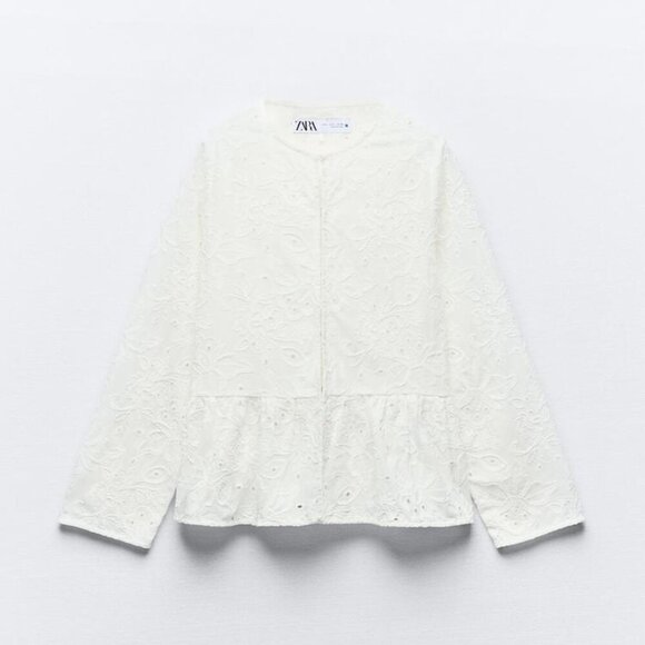 NWT ZARA EMBROIDERED PEPLUM BLOUSE & SHORTS SET SIZE M - Picture 7 of 11